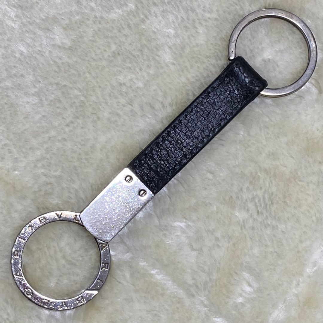 箱付❗️美品✨BVLGARIブルガリマンキーホルダーキーリング黒レザーシルバー金具