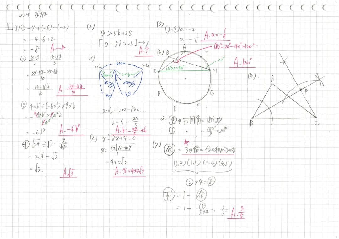 塾講師オリジナル数学解説 全問動画付 高知 公立高校入試 2022-24 過去問