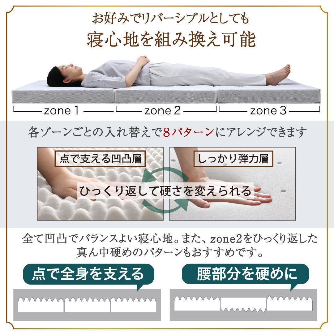 新品 送料込 三つ折りマットレスダブル 高反発 高通気 体圧分散 抗菌防臭