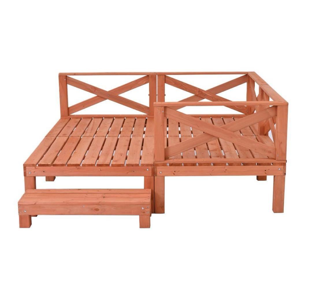 ウッドデッキ 天然木 キット 8点セット1坪 ウッドパネル 家具【レッドブラウ】