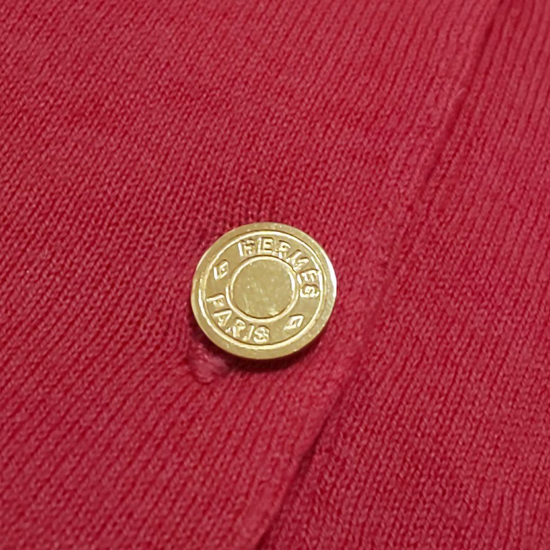 【美品/英国製】HERMES ヴィンテージ カラーカットソー ポロシャツ 金釦