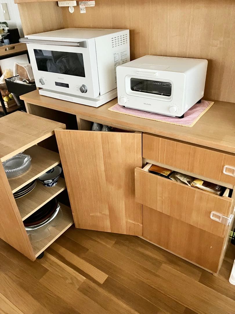 無印良品 食器棚 ガラスキャビネット カップボード タモ材 廃盤品 横幅130