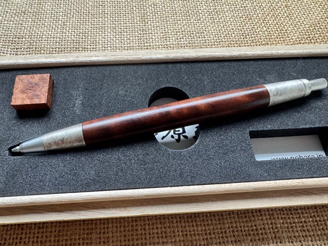 野原工芸　クス杢　固定式口金　保証書付属　斑紋金具　シャープペンシル