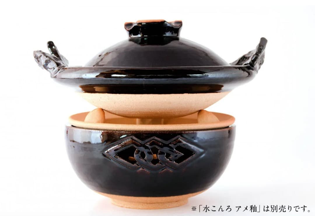 再値下げ　新品　土鍋　圡楽窯　魚手黒鍋　尺２寸　12号　土楽　5～6人用　伊賀焼