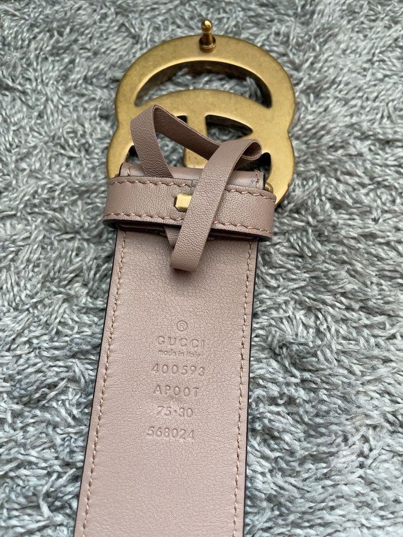 美品 GUCCI グッチGGロゴ ワイドベルト ブラウン 保存袋付き
