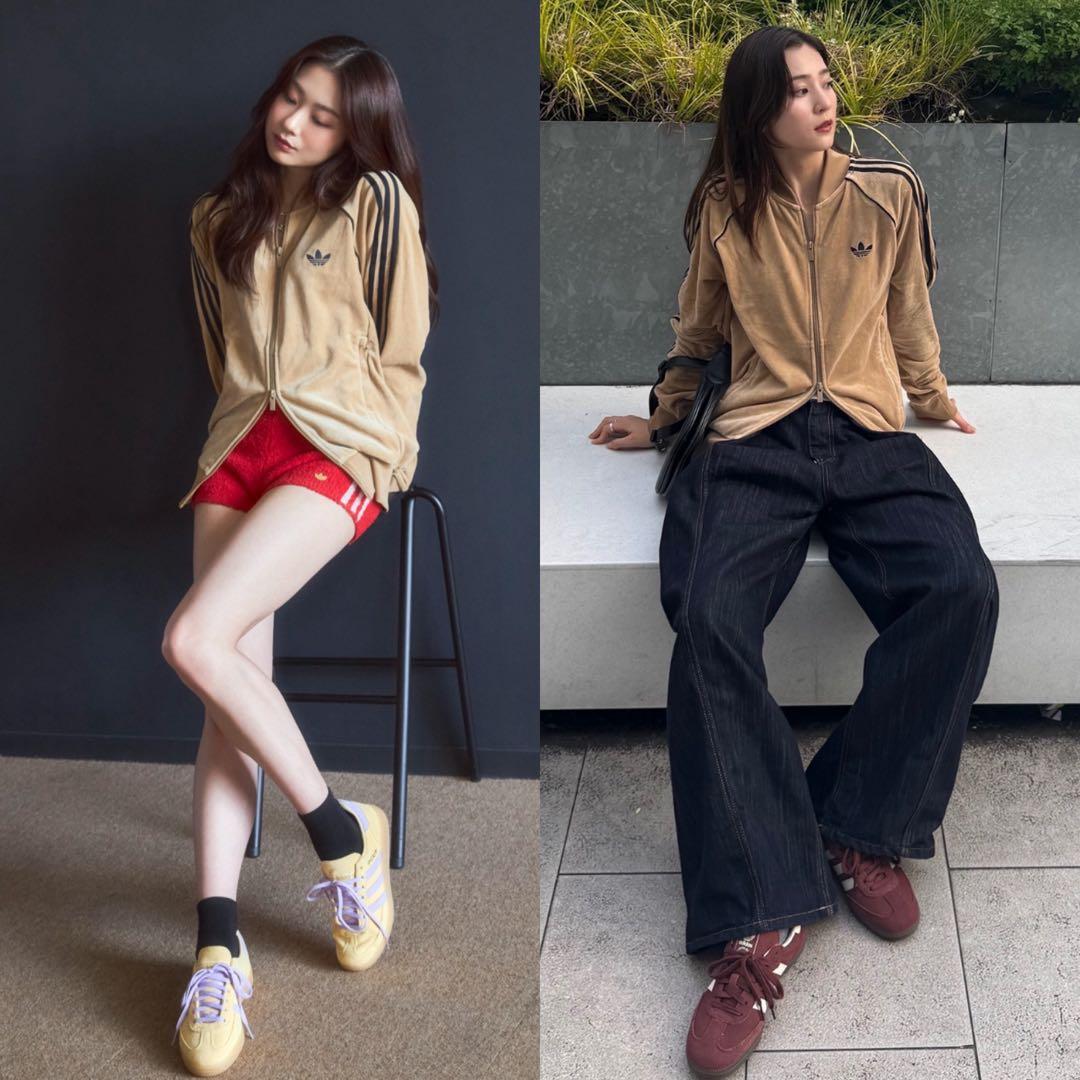 新品XL⭐️adidas アディカラー ブラウンベロア トラックトップ 風早ゆうた