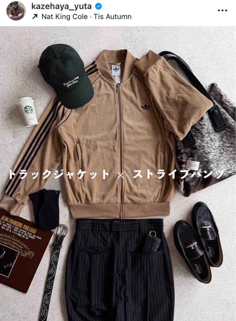 新品XL⭐️adidas アディカラー ブラウンベロア トラックトップ 風早ゆうた