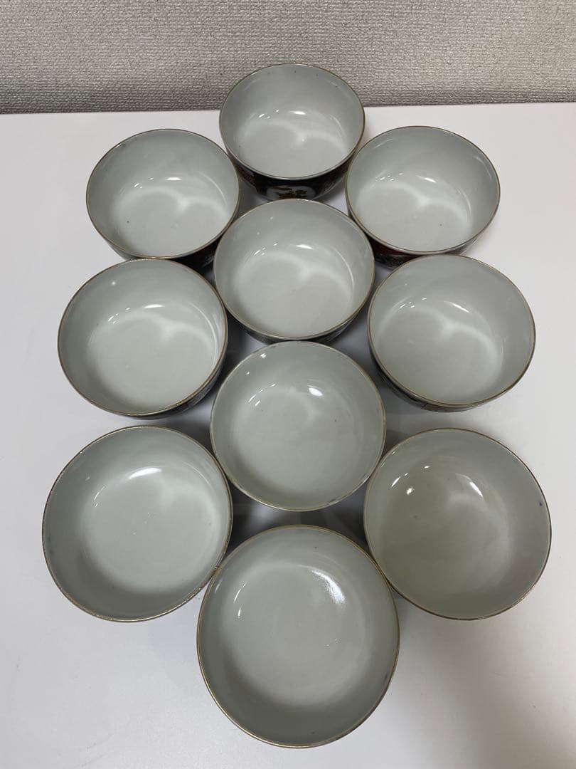 【現状品】有田焼 古伊万里焼 蓋付碗 煮物椀 汁椀 飯碗 10客 蓋9枚 レトロ