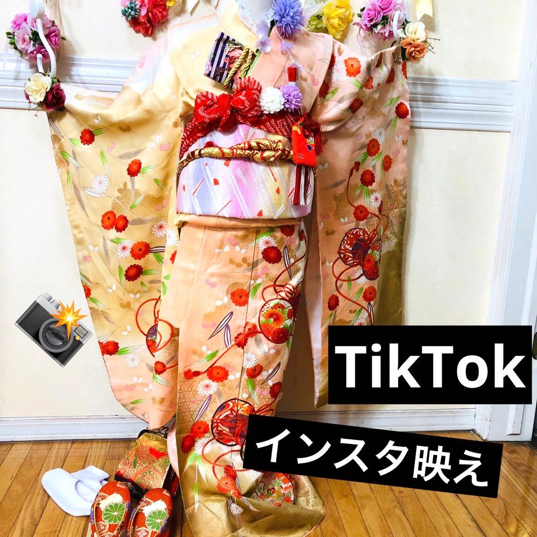 七五三7歳❣️可愛い桃色暈し太鼓菊金彩煌びやか極めてる❣️完全フルセット秀品