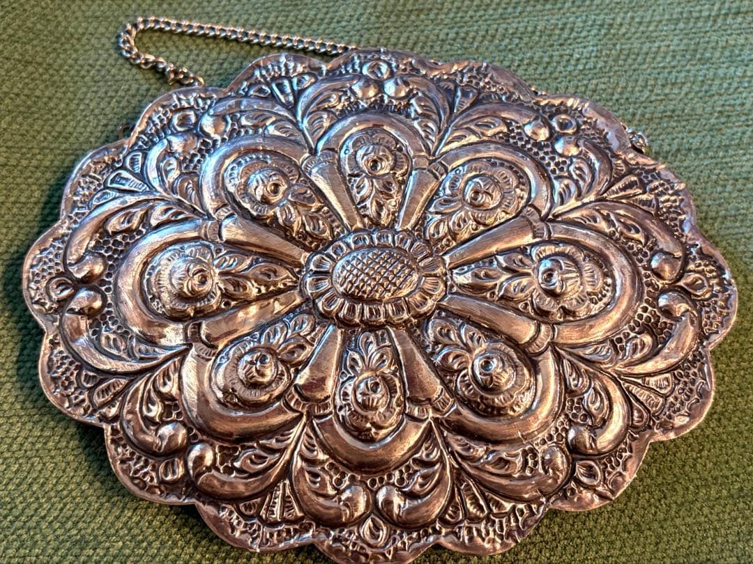 英国 アンティーク ハンドメイド シルバー・プレート（銀メッキ）壁掛けミラー