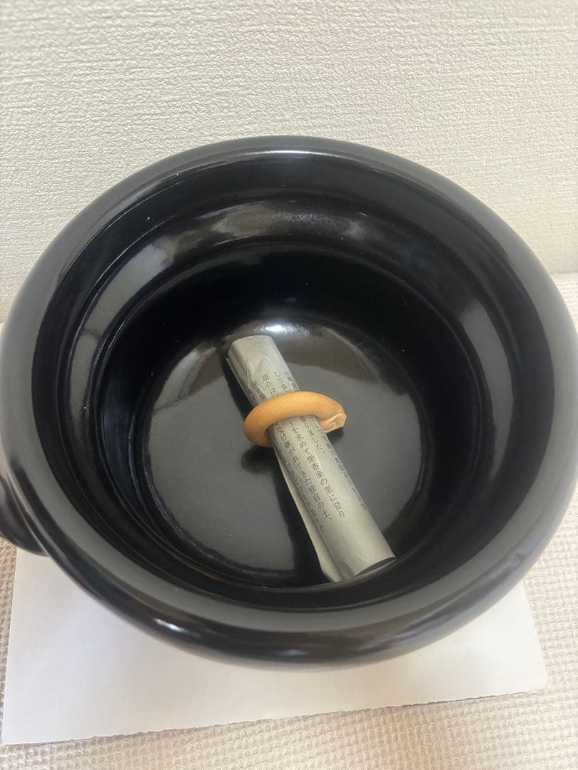 新信楽 雲井窯　御飯鍋　黒楽　二合炊き　新品未使用