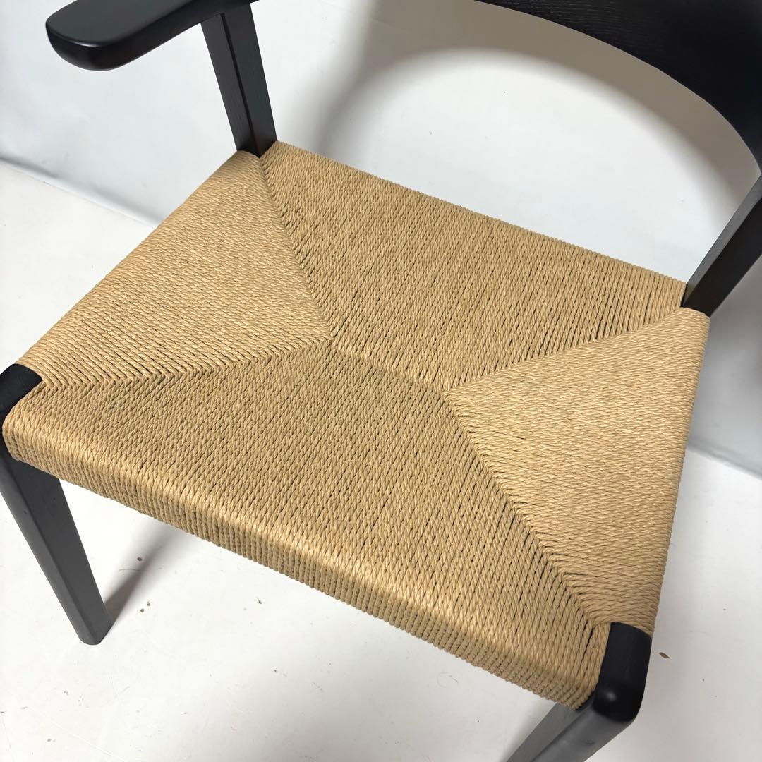 【完成品】ペーパーコード×ブラック　ダイニングチェア