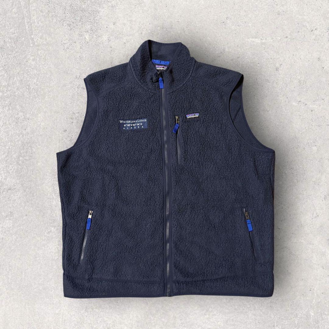 【パタゴニア】ボアフリースベスト　3XL ネイビー　ビックサイズ　21年製