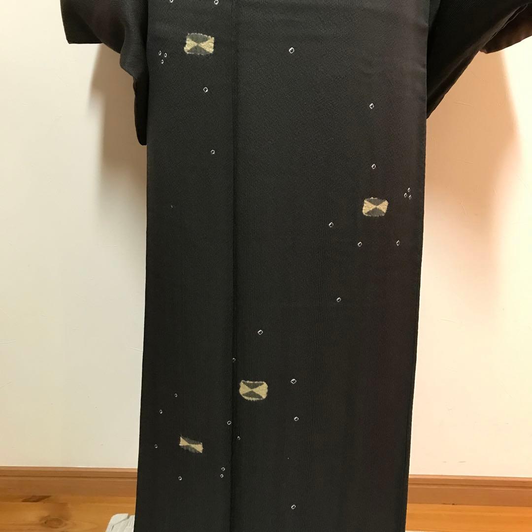 オシャレな縞の地紋　縫絞り織　つまみ絞り　シックな色合いをキュートに⭐️ 松拍落款
