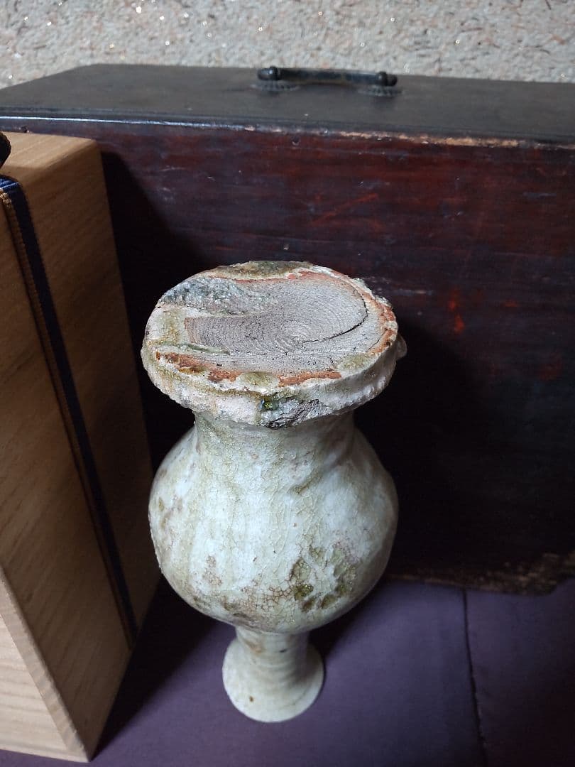 古瀬戸　灰釉 印花紋 見立て徳利　 仏花器 花器 花生け