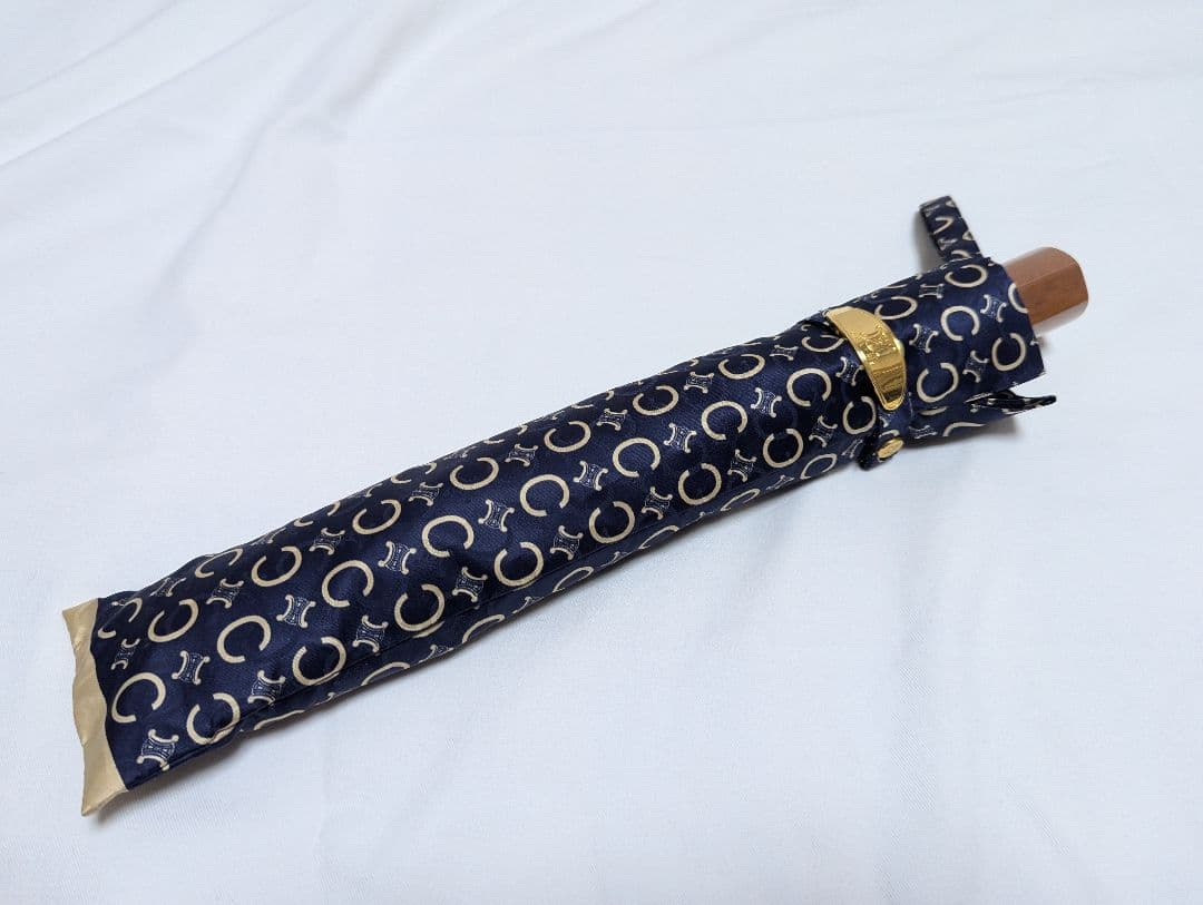 未使用保管品/廃盤品セリーヌ 折り畳み傘 Cマカダム トリオンフ ゴールド金具