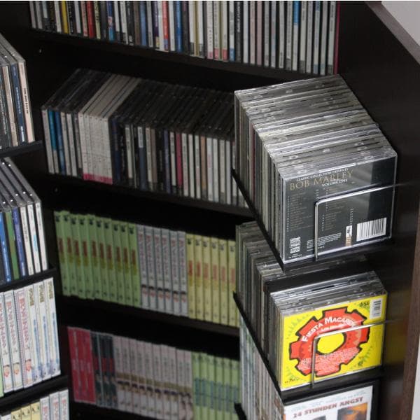【新品・送料無料】ＤＶＤ・ＣＤ・コミック書棚ストッカー収納庫　ブラウン