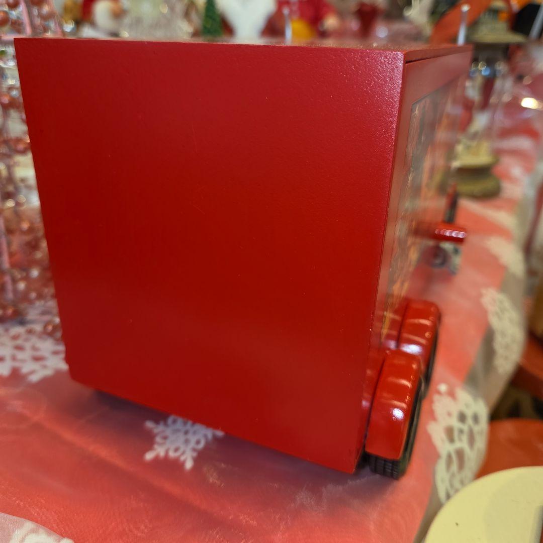 クリスマス装飾 赤いトラックオルゴール サンタクロース
