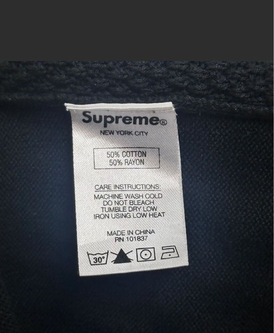 Supreme ブラック ニットポロセーター M