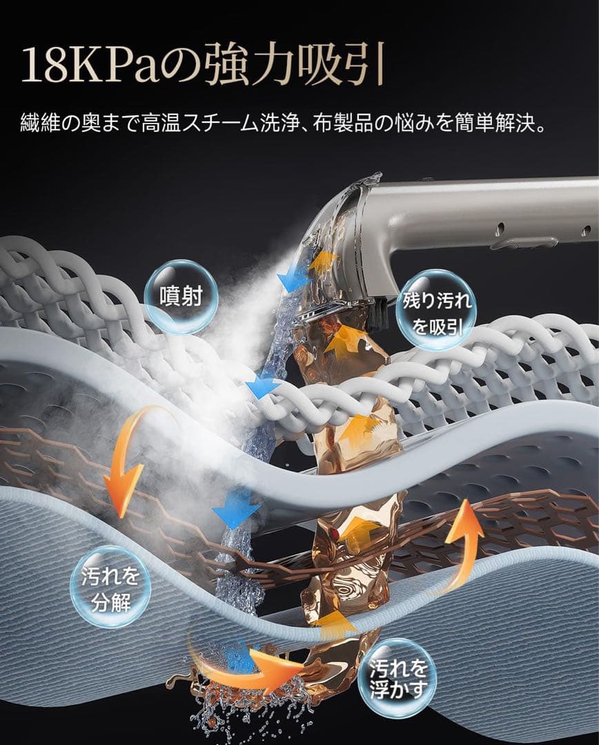 【新品】 スチームクリーナー 高温 リンサークリーナー 100℃蒸気 60℃加熱