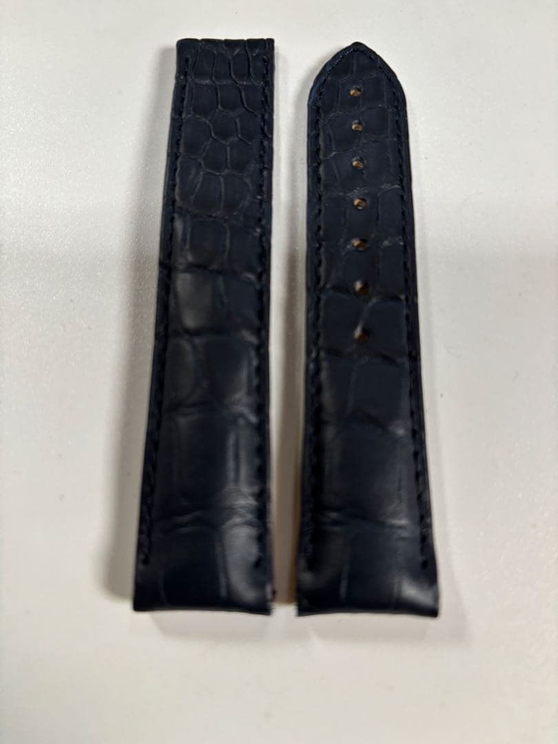 新品　オメガ 純正レザーベルト ネイビー 20mm