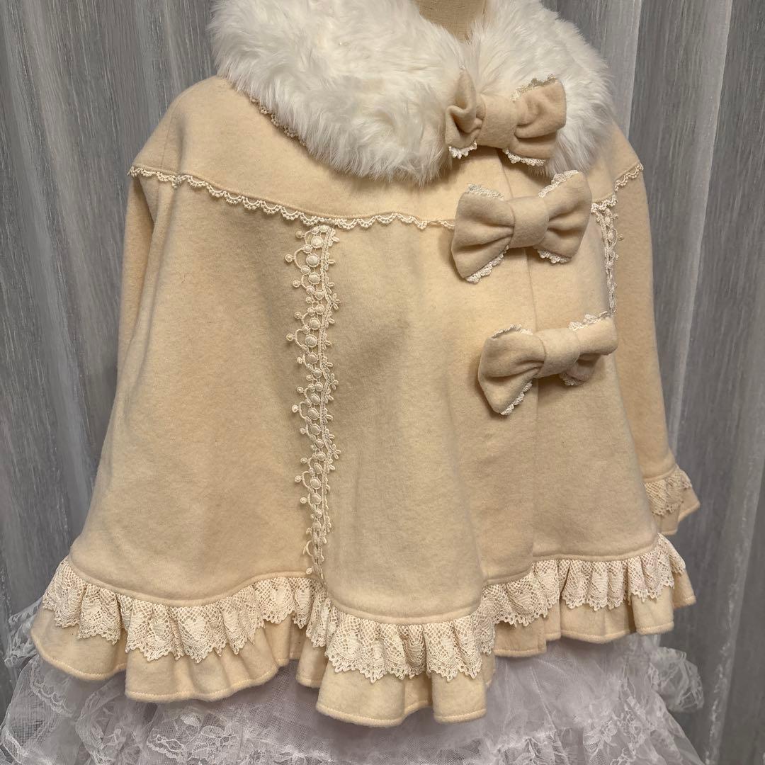 Angelic Pretty アイボリー ファー付き ケープコート 美品