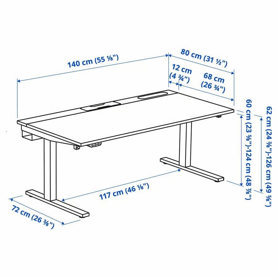 【美品】イケアMITTZON ミッツォーン デスク電動 昇降式, 140x80