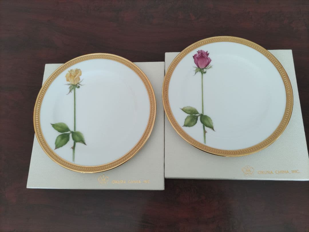 大倉陶園バラの花柄20cm 陶磁器皿 2枚セット