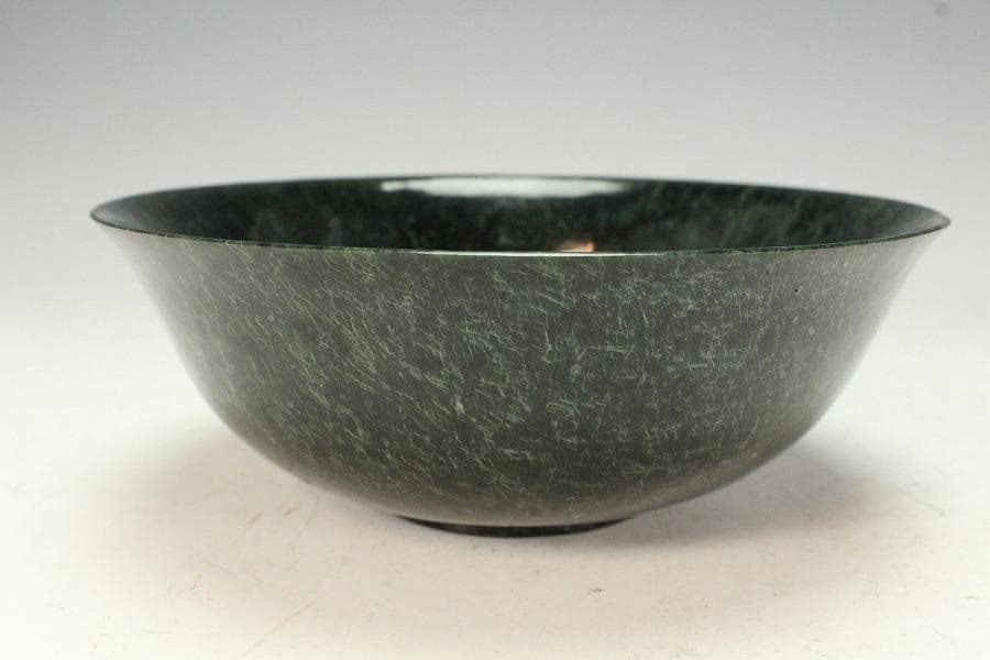 中国美術 壁玉 碗 台 匙付 時代物(K-A385)