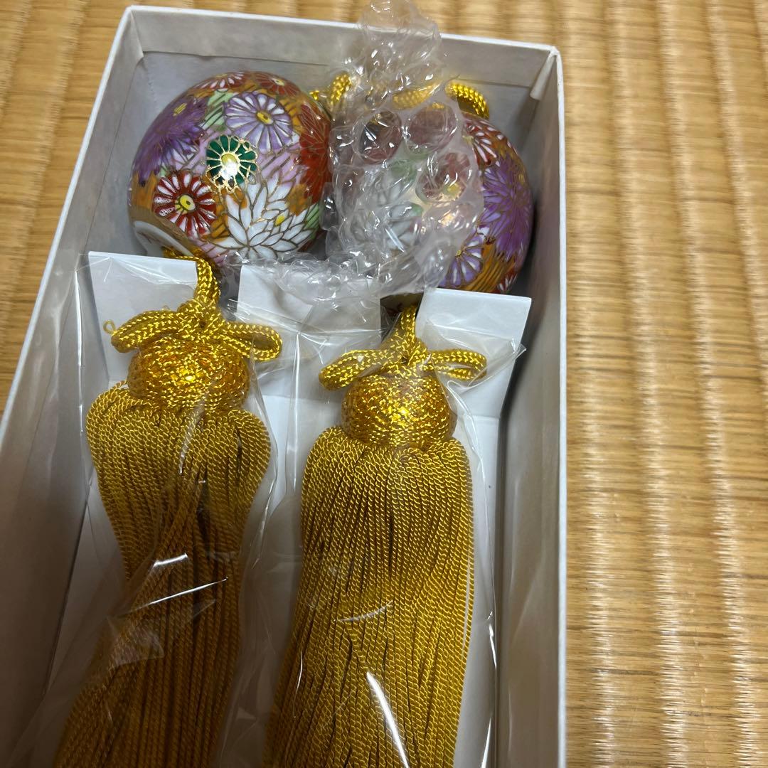九谷　花詰　玉子　掛け軸　九谷焼　風鎮