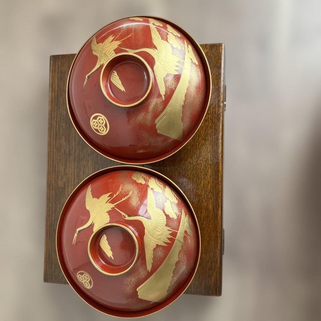 （極上美品）時代椀　輪島塗本漆　金蒔絵椀 天然木 2客