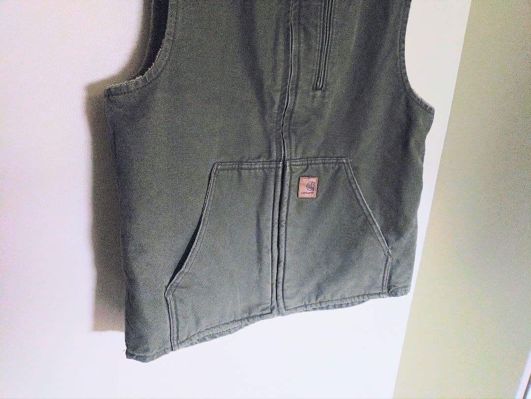 ■Carhartt オリーブグリーン【USED】ダック ベスト