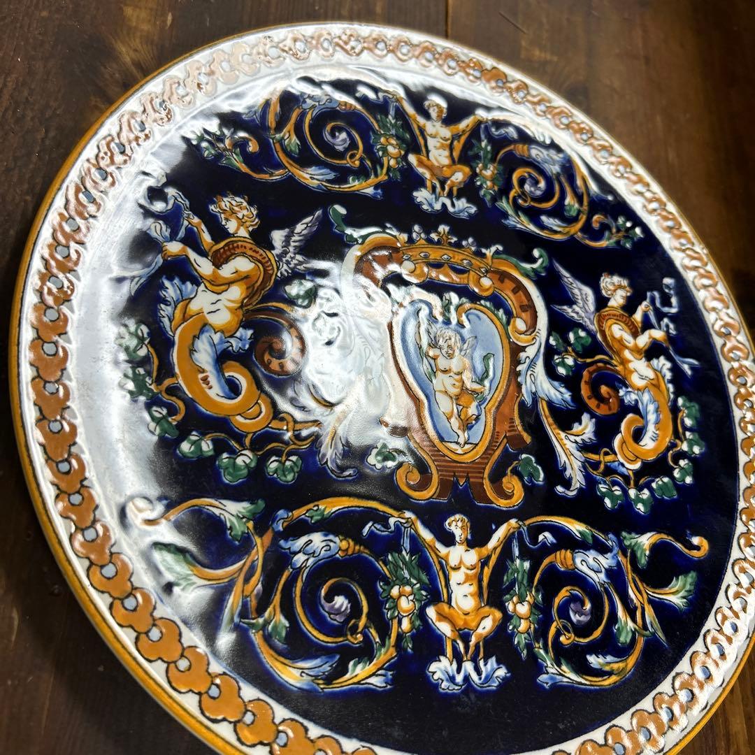 希少　ジアン　GIEN 飾り皿　ハンドペイント フランス　ルネサンス　1900年