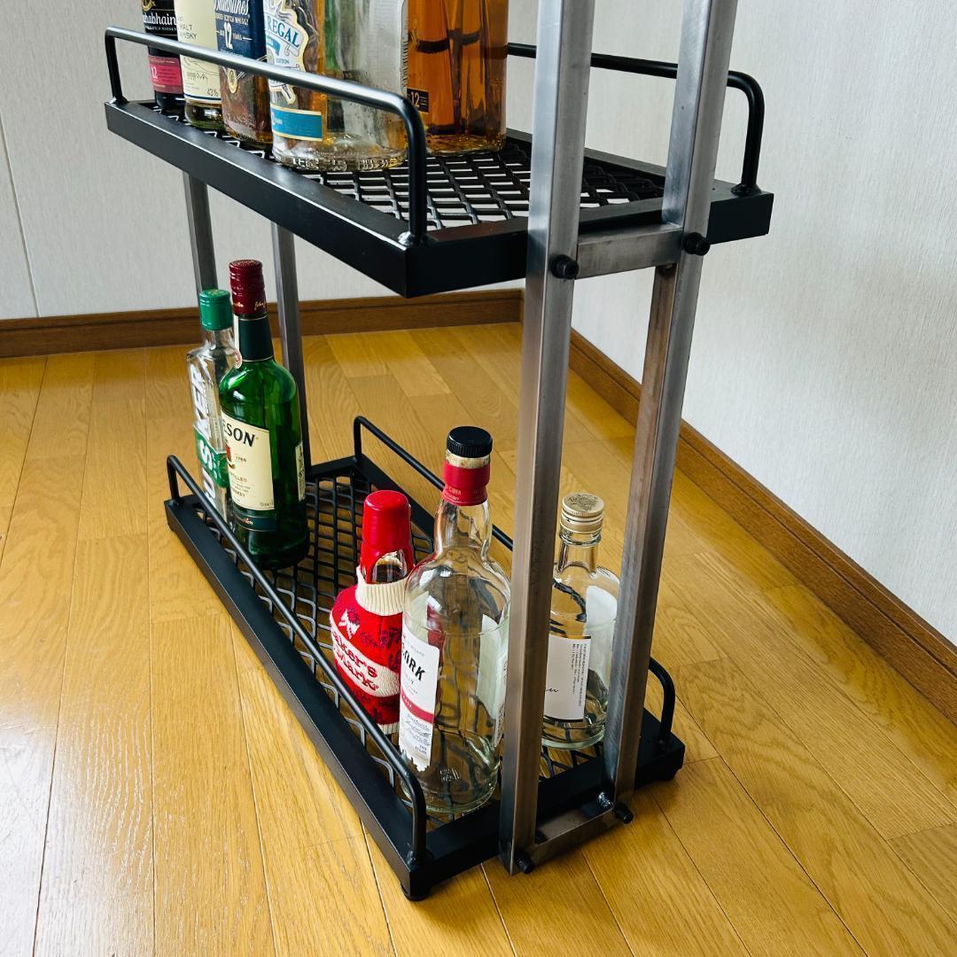 アイアンバーワゴン インダストリアル　ウィスキーラック　重厚溶接