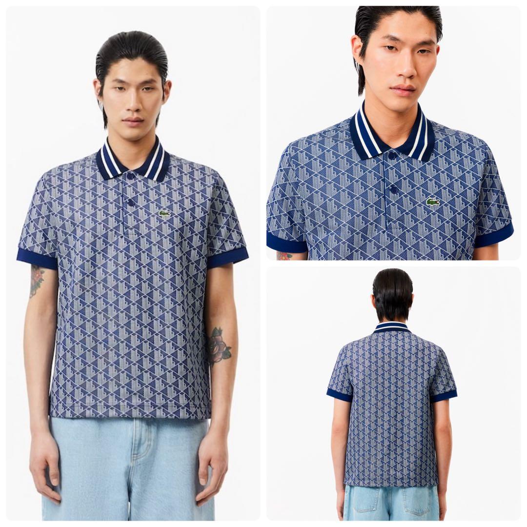 美品 LACOSTE ラコステ モノグラム 半袖ポロシャツ Mサイズ相当