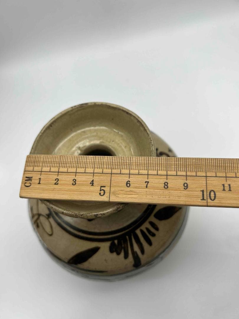 宋時代　磁州窯双耳盤口壺　茶道具　唐物　古物　時代物(E-73)