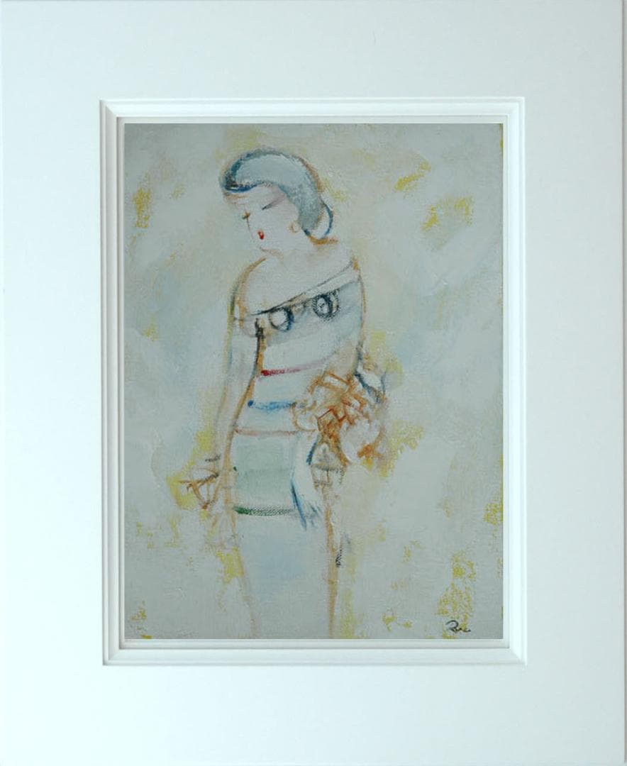 油絵 菅家令子 絵 絵画 インテリア 額付(黒) F3-020311 人物 女性