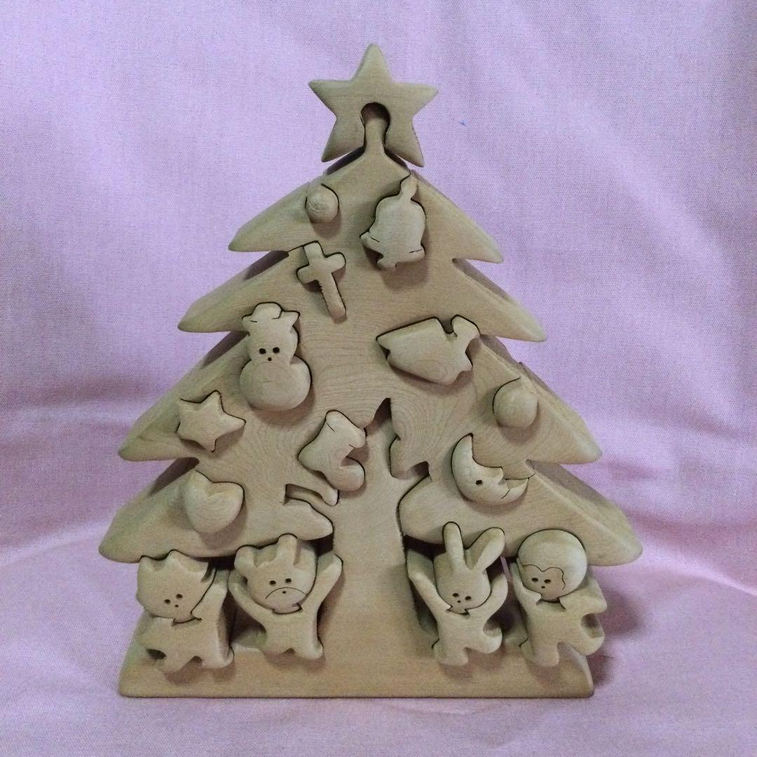 木製　手作り　パズル　クリスマス　ツリー