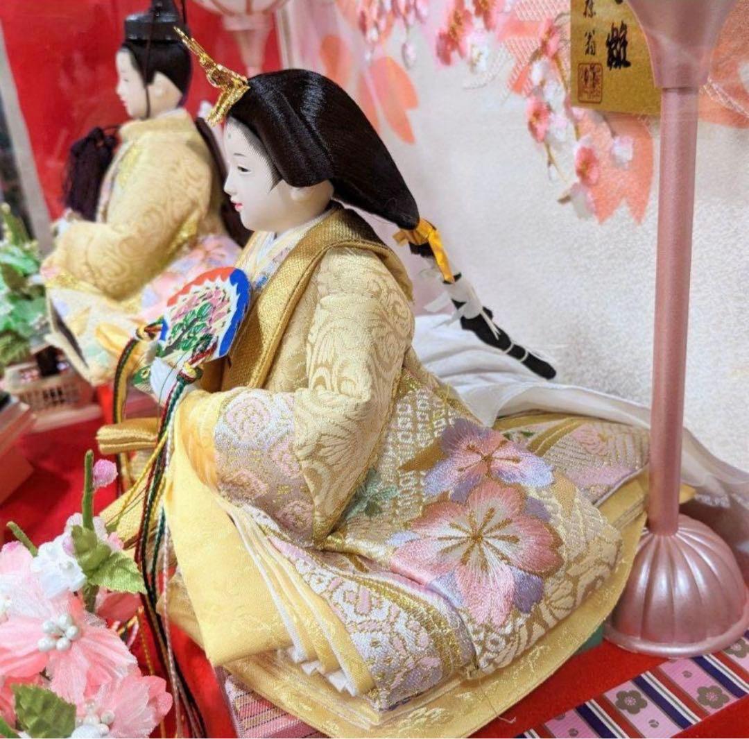 雛人形 アクリルケース ピンク 藤翁作 半円形 親王飾り おひなさま ガラス