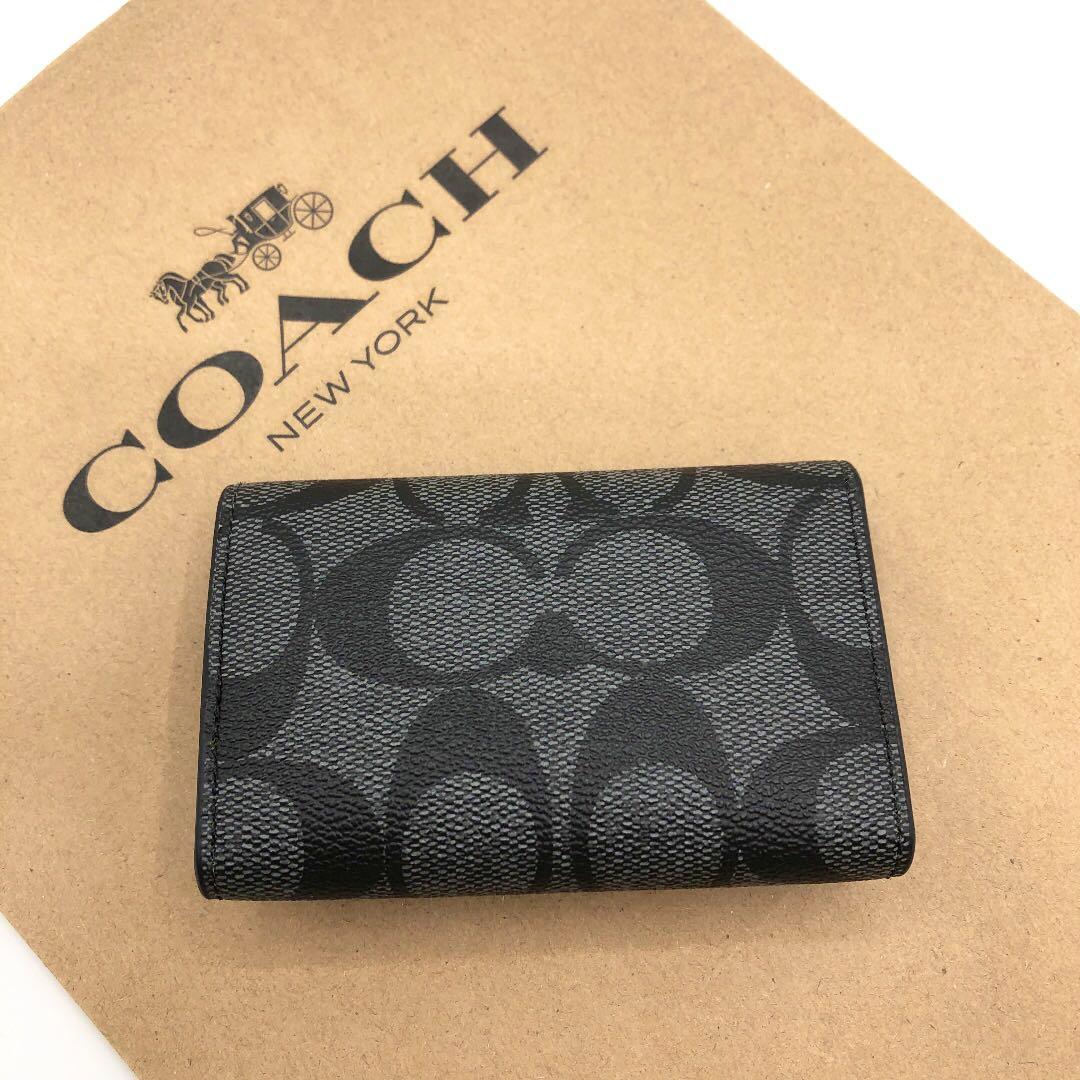【COACH☆新品】☆シグネチャー☆チャコール☆5 リング キー ケース☆