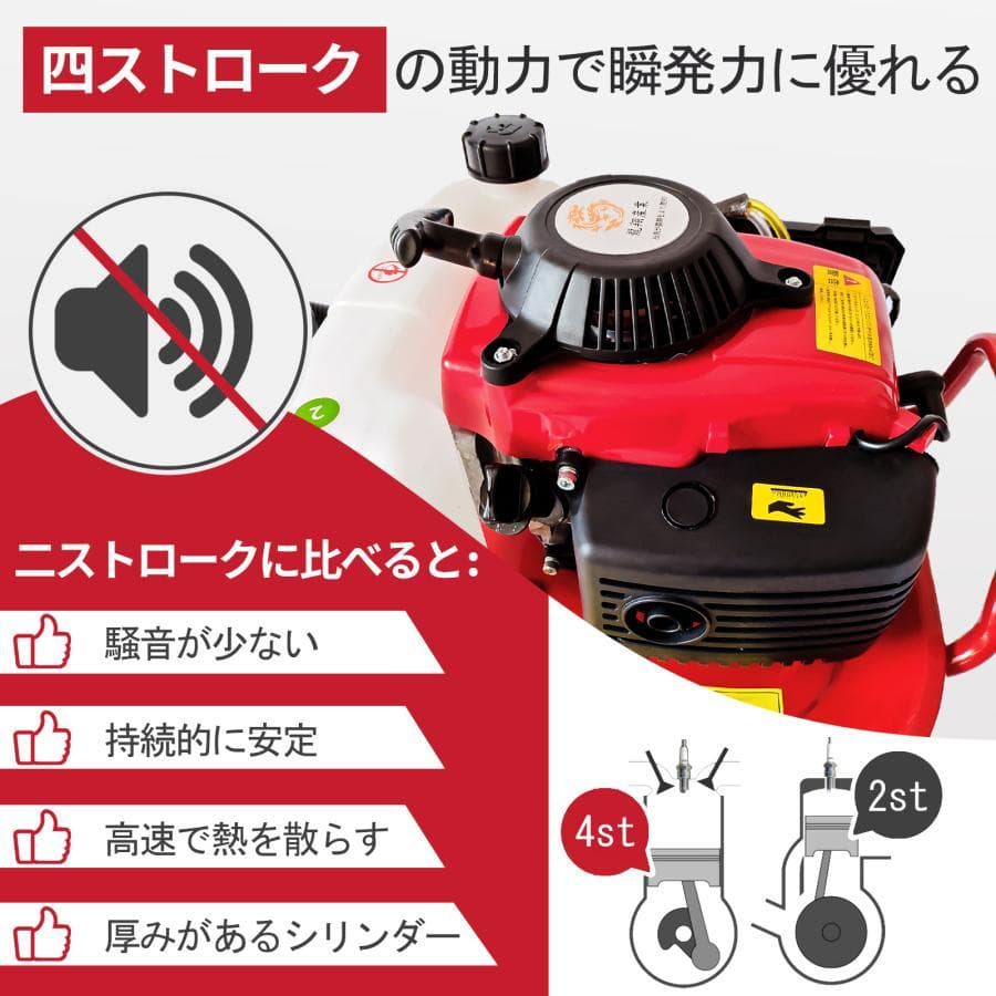 エンジン式耕運機排気量55cc 耕幅：38cm 耕深：10-25cm