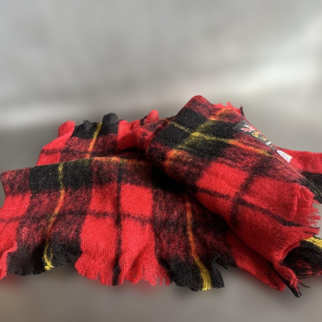 希少品‼️ヴィンテージ　イギリス製　Glentana トラベルラグ 赤黒チェック