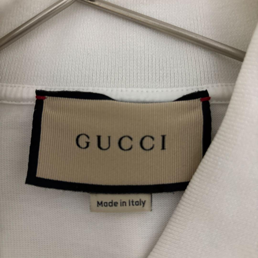 レア　old GUCCI ホワイト ポロシャツ　金ボタン