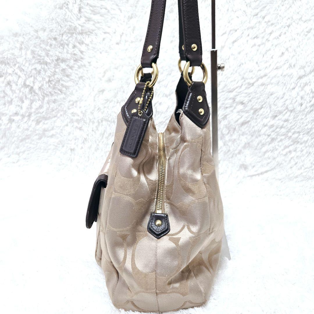 COACH シグネチャー ハンドバッグ ゴールド金具 茶 レザー