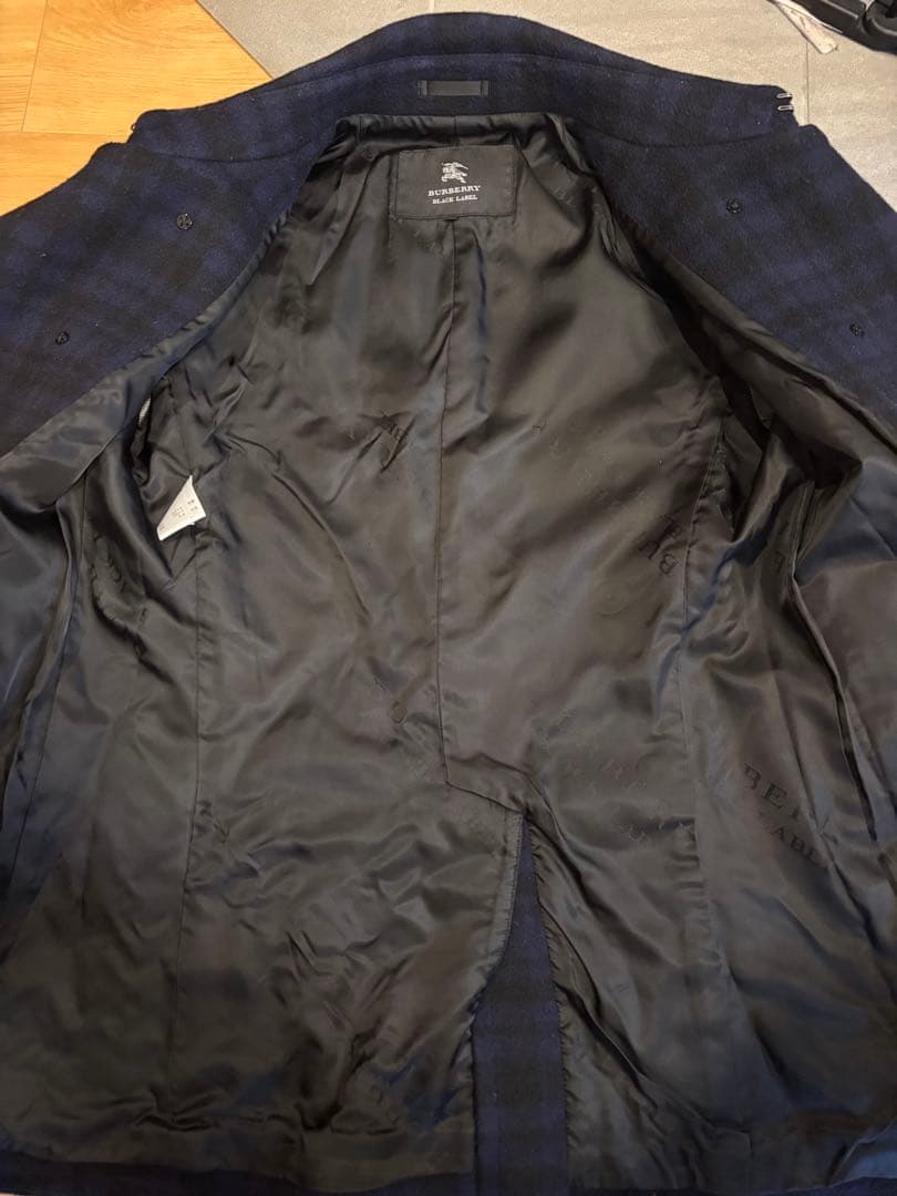 BURBERRY BLACK LABEL ネイビー チェック ピーコート