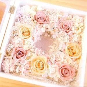 プリザーブドフラワー　花時計　ピンク＆イエロー