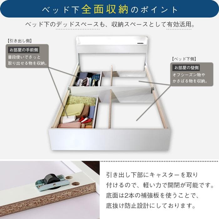 【R】ダブル　マットレスなし【収納あり】 送料込み！【ライトグレー】
