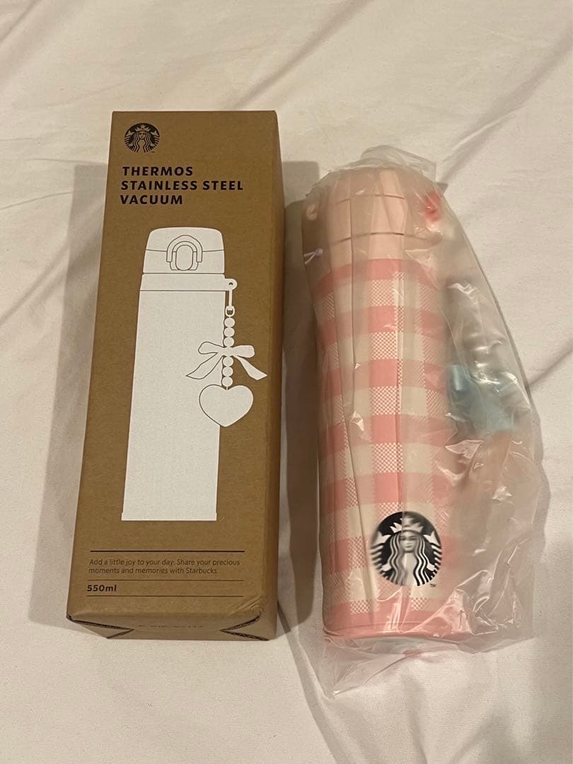 韓国限定　スタバ スターバックス バレンタイン タンブラー チェック柄　ピンク