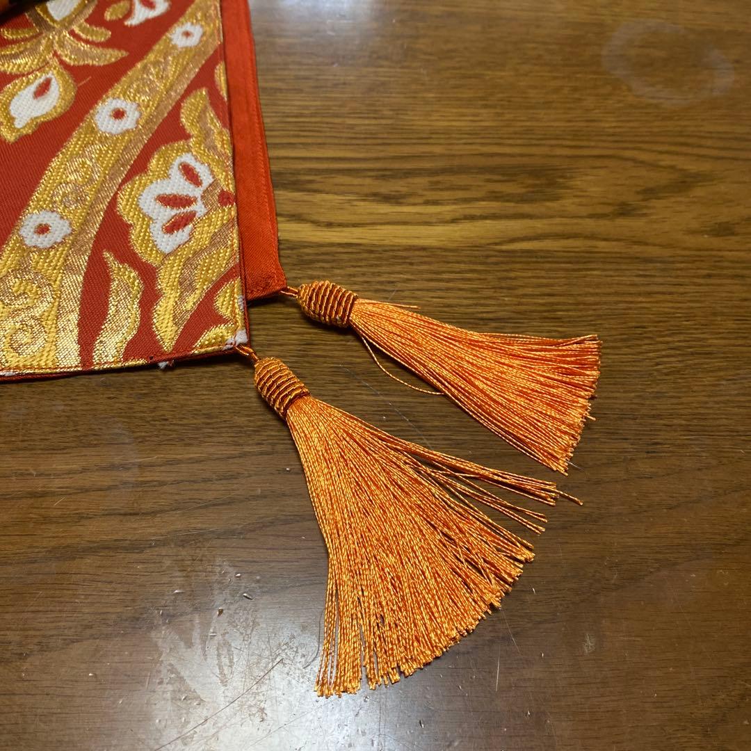 table runner 「金彩花華紋紋」帯リメイク　 アンティーク　正絹