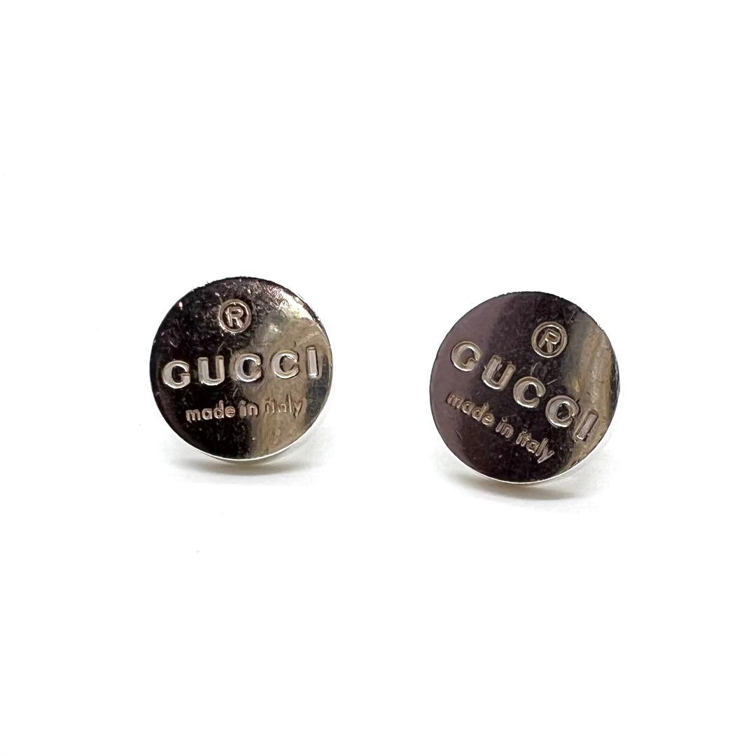 GUCCI グッチ ピアス スタッズ ロゴ シルバー 925 サークル